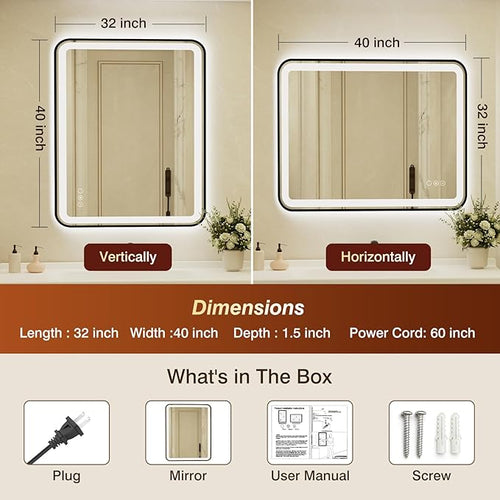 32x40 Inch LED Bathroom Mirror - Image 2