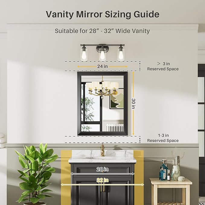 Briivue 24x30 Inch Black Bathroom Mirror - Image 2