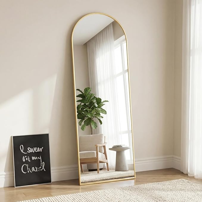 Sweetcrispy 58"x19" Arched Full Length Mirror, Leaning or Standing Full Body - Image 7