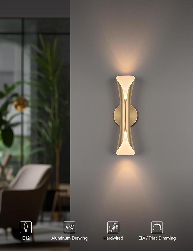 Tubicen Wall Sconces Gold Movie Theater Sconces Wall Lighting Up and Down 15.7" - Image 8