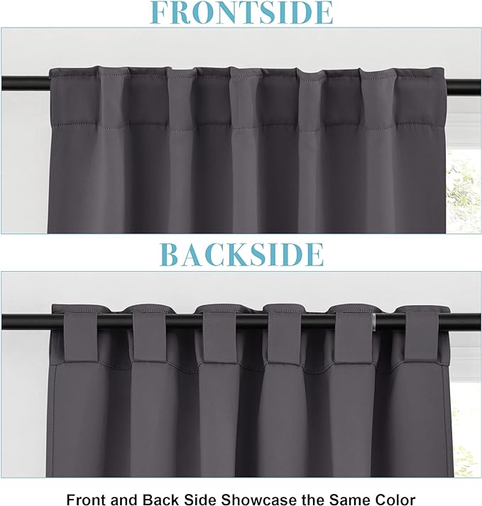 RYB HOME Blackout Grey Curtains - Image 3