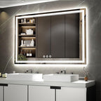 Bathroom Mirror with Lights, 60x40 Inch Gradient Front and Backlit Mirror by VanPokins-GlobalHighEndLEDBathroomMirrorBrand