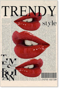 jkahh Trendy Y2k Newspaper Wall Art Vintage Red Lips Kiss Prints Poster Fashion by Unknown