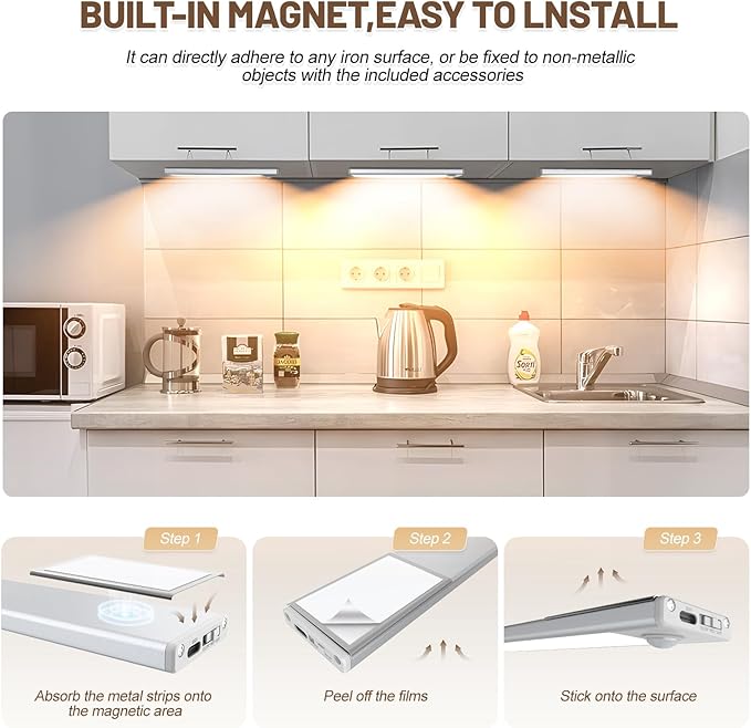 6 Pack Under Cabinet Lights Wireless, 40 LED Motion Sensor Light Indoor - Image 6