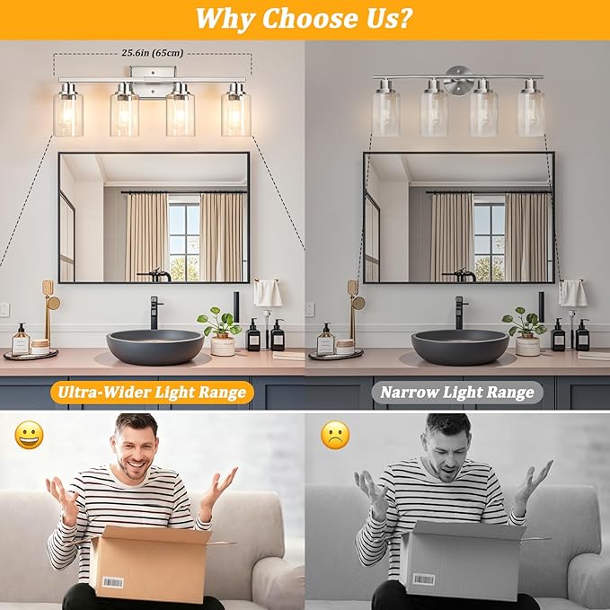 Unicozin 4-Light Bathroom Light Fixtures, Modern Vanity Lights - Image 6