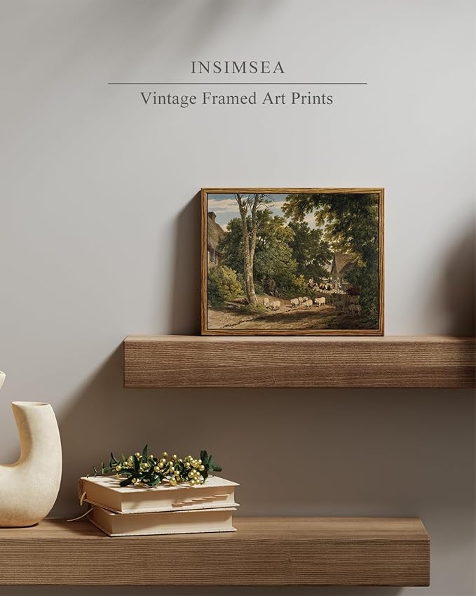 InSimSea Framed Canvas Wall Art Vintage Decor, Room Decor Classical Countryside - Image 2