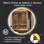 BEAUTYPEAK 28x28 LED Round Bathroom Mirror - Image 3