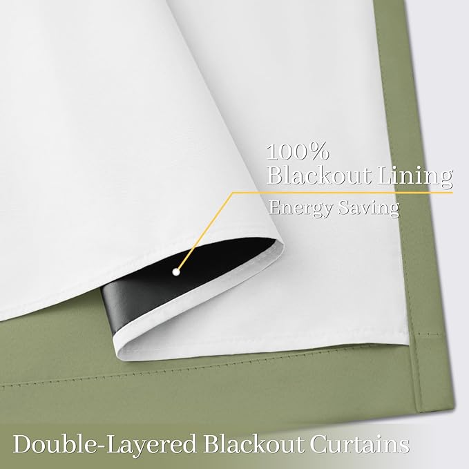 Yakamok 100% Blackout Curtains for Living Room, Thermal Insulated Blackout - Image 4