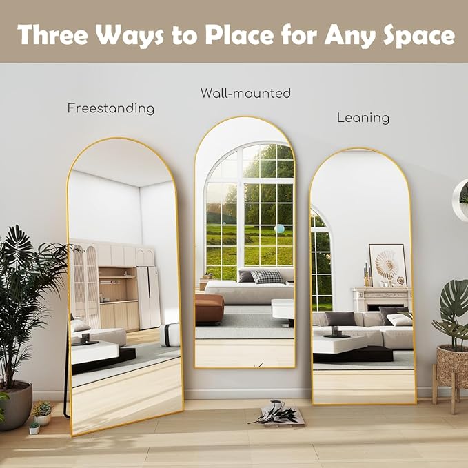 Prywot Arched Floor Mirror, 57 "x 20" Full Length Mirror Wall Mirrors Hanging - Image 5