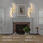 Battery Operated Wall Sconce Set of Two, Dimmable Modern LED Rechargeable Wall - Image 7