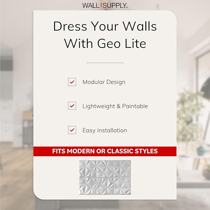 Wall!Supply - 3D Wall Panels – Geo Lite White Wall Covering - Lightweight - Image 3