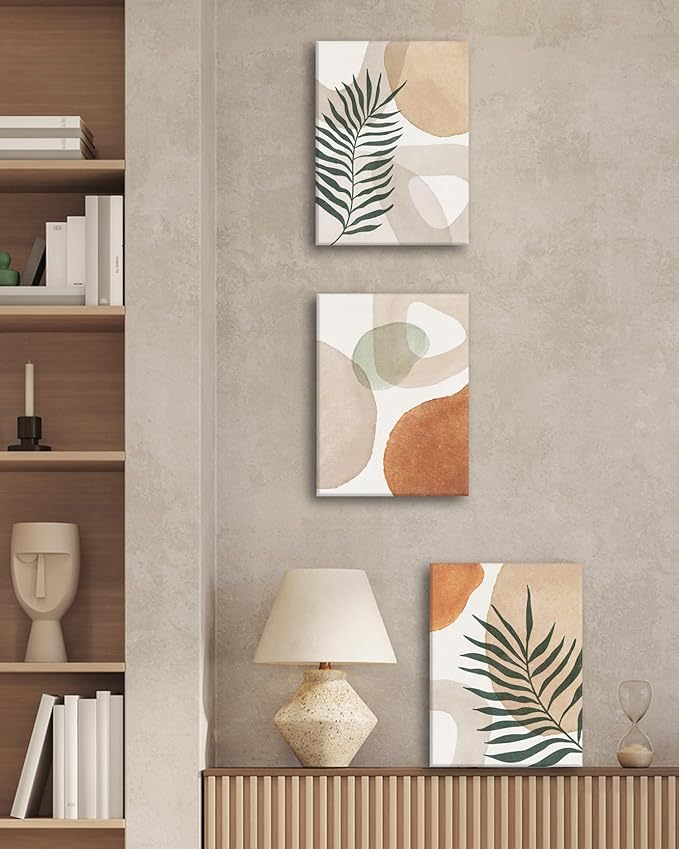 HesenDot Abstract Botanical Wall Art Set of 3, 30x40CM Neutral Plant Framed - Image 6