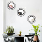 3 Set 9.5 Inch Black Circle Mirrors Wall Decor Iron Frame Wire Mirror Metal - Image 2