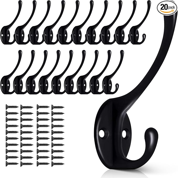 Wall Hooks for Hanging, 20-Pcs Heavy Duty Metal Coat Hooks, for Living Room by BRCRXW