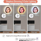 Rocollos Rechargeable Wall Mounted Lighted Makeup Mirror, 8 Inch Double-Sided - Image 3