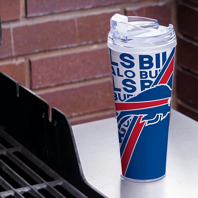 NFL Football 24oz Acrylic Tumbler with Hinged Lid, Officially Licensed Double Wall Tumbler for NFL Fans