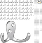 Homanu 54 Pack Coat Hooks, Heavy Duty Double Prong Coat Hooks Wall Mounted by Homanu