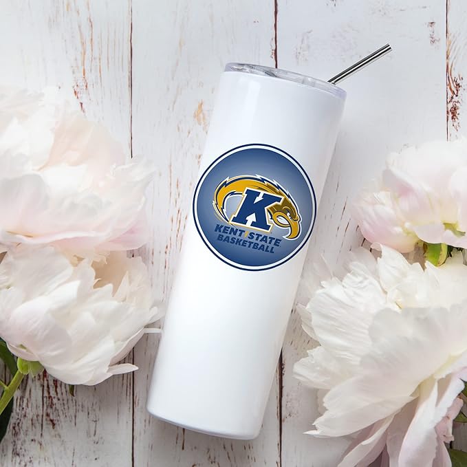 Kent State University Skinny Tumbler, Water Tumbler, Stainless Steel Tumbler, Tumbler Cup, Tumbler with Straw and Lid, Double Wall, Stainless Tumbler (Kent State University #8)