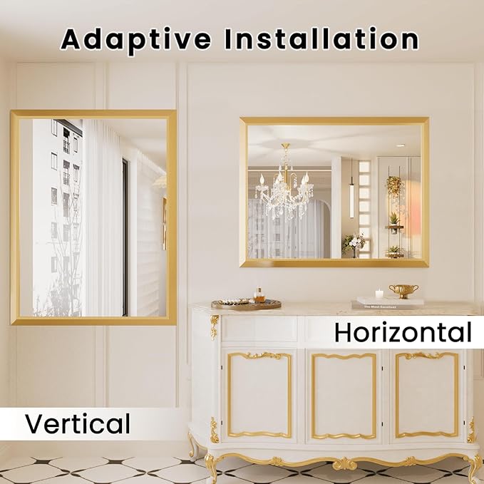 Amorho 40x32 Inch Bathroom Mirror, Wall-Mounted Mirrors Perfect - Image 4