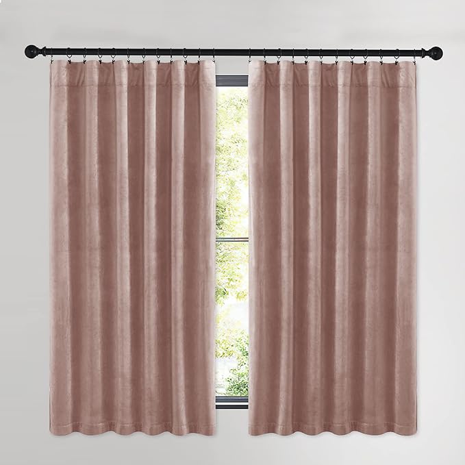 NICETOWN Dusty Pink Velvet Curtains and Drapes - Image 2