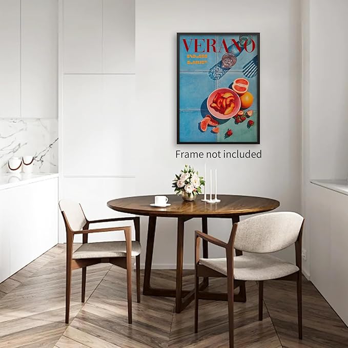 jkahh Minimalist Blue Retro 70s Posters Summer Orange Fruit Wall Art Trendy - Image 5