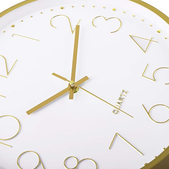 Foxtop Gold Wall Clock 12 Inch Silent Non-Ticking Battery Operated Round Quartz - Image 8