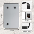 Bathroom Mirror for Wall, 30x22 Inch Rectangle Mirror, Matte Black Metal Framed - Image 4