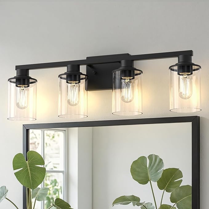 DORESshop Bathroom Light Fixtures, 4-Light Black Bathroom Lighting Fixtures by DORESshop