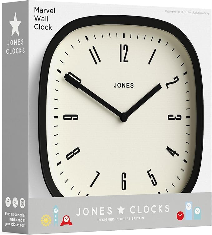 JONES CLOCKS® Marvel Wall Clock | Modern Retro Rounded Square Clock | 10 inch | - Image 7