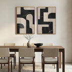 Large Framed Modern Neutral Abstract Wall Art, Geometric Pictures - Image 5