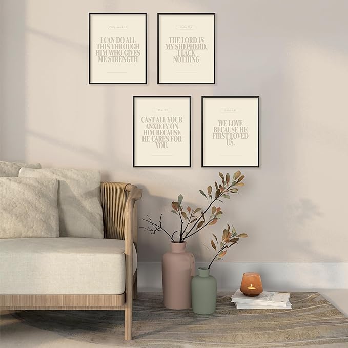Locomiss Beige Christian Wall Art Decor Posters, Modern Bible Verse Prints - Image 5
