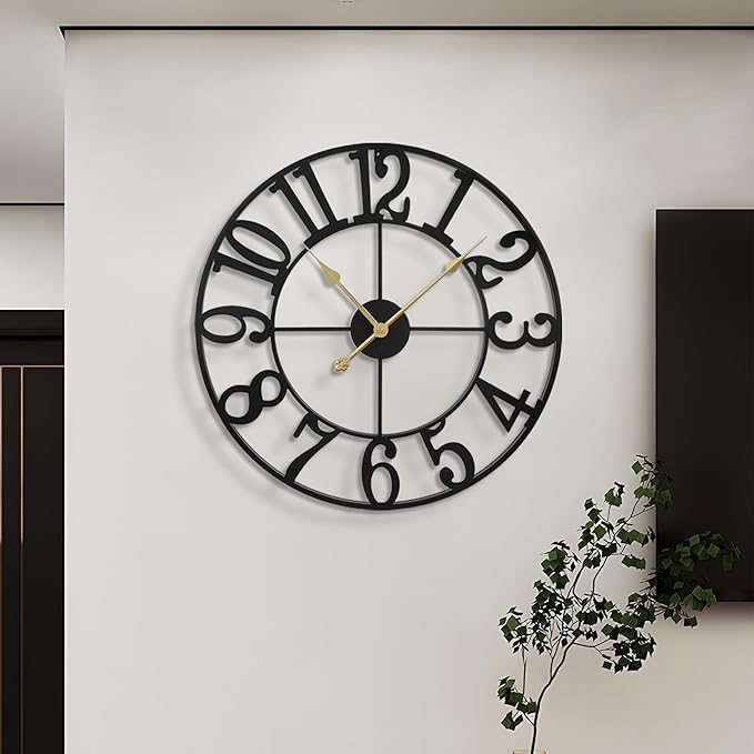 LEIKE Large Wall Clocks, Non Ticking, Battery Operated Rustic Round Modern Big - Image 5