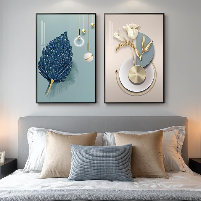 Framed Modern Luxury Wall Art for Bedroom, Large Bright Style Art Prints - Image 2