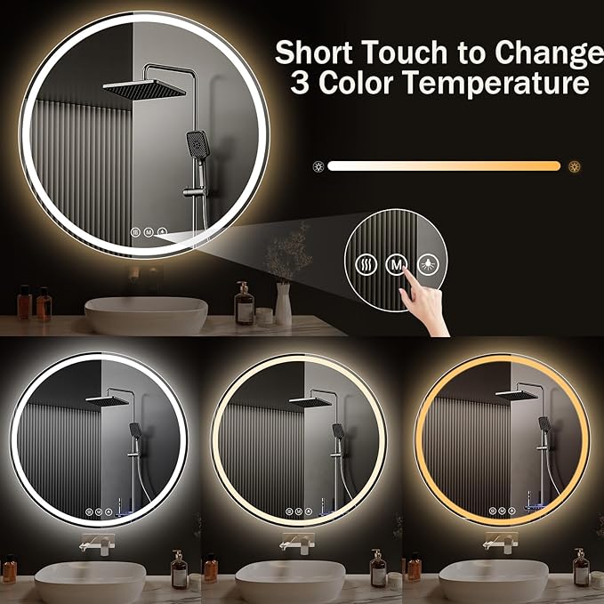 LED Bathroom Mirror 32 Inch Round Bathroom Mirror - Image 3