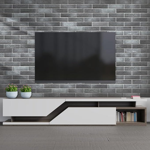 100 Whitewash Grey Faux Brick Wall Tiles, 3D Thin Brick Veneers - Image 2