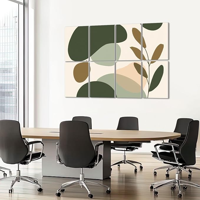 8 Pack Art Acoustic Panels Sound Absorbing Boho Botanical Leaf Orange Green - Image 7