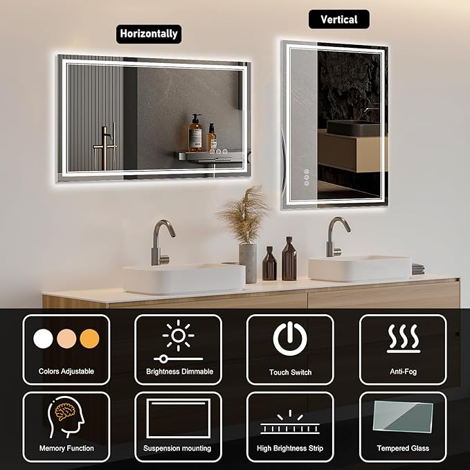 Ratsamee 72x36 Inch LED Bathroom Mirror - Image 5