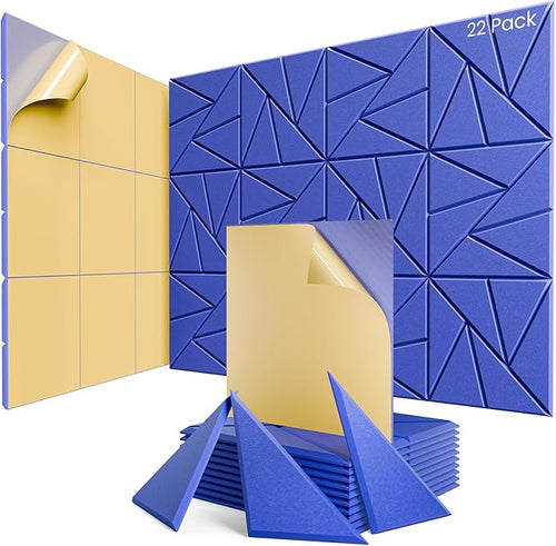22 Pack Acoustic Panels with Self-Adhesive, Sound Panels High Density, by ROOME