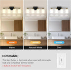 FonmYim Black and Gold Bathroom Light Fixtures, 4-Light Modern Vanity Light - Image 6