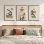 Framed Abstract Boho Wall Art for Living Room, Large Botanical Sage Green Plant - Image 2