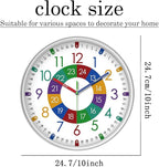 XFM Kids Wall Clock for Children's Bedroom 10 Inch Round Multi-Colored Learning - Image 4