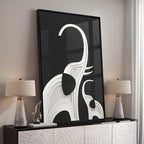 Large Framed Modern Black and White Wall Art, Contemporary Animal Elephant - Image 2