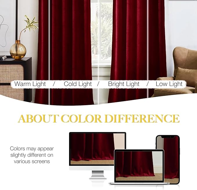 NICETOWN Christmas Red Velvet Curtains 96 inches Long - Image 5