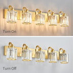 Modern Crystal Bathroom Vanity Light 5 Lights Crooked Gold Over Mirror Wall - Image 4