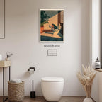 Vintage Japanese Framed Wall Art Funny Frog Bathroom Canvas Print Cute Japanese - Image 4