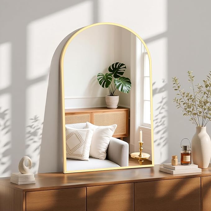 Sweetcrispy 24"x36.5" Arched Gold Bathroom Mirrors by Sweetcrispy