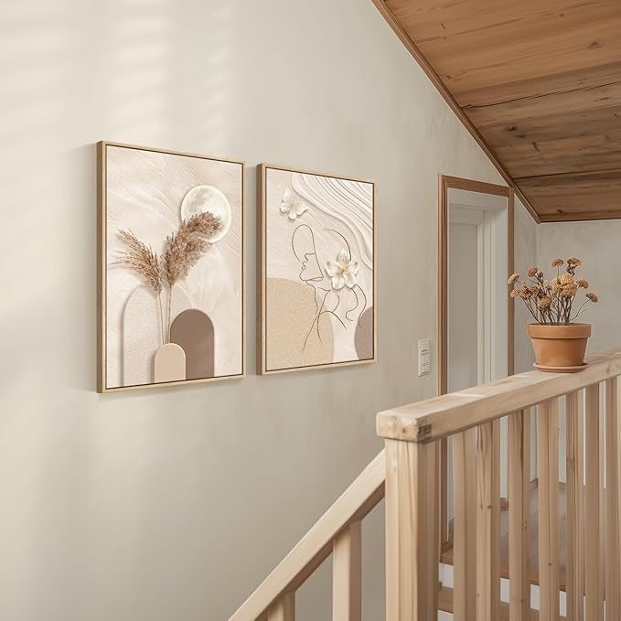 Large Framed Neutral Abstract Wall Art - Image 4