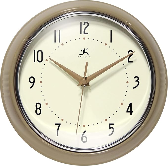Infinity Instruments LTD. Retro 9 inch Silent Sweep Non-Ticking Mid Century by InfinityInstruments