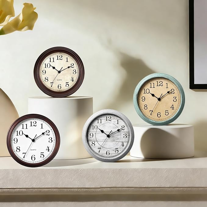 Wall Clock, 9 Inch Silent Wall Clocks Battery Operated, Decorative Clocks - Image 4