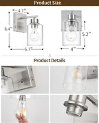 Rayogale Wireless Wall Sconces, Nickel Battery Operated Wall Sconce Set of 2 - Image 4